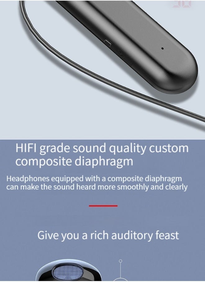 New digital display hanging neck type wireless bluetooth headset digital display large capacity bluetooth sports headset black