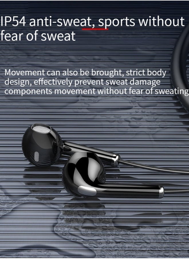 New digital display hanging neck type wireless bluetooth headset digital display large capacity bluetooth sports headset black