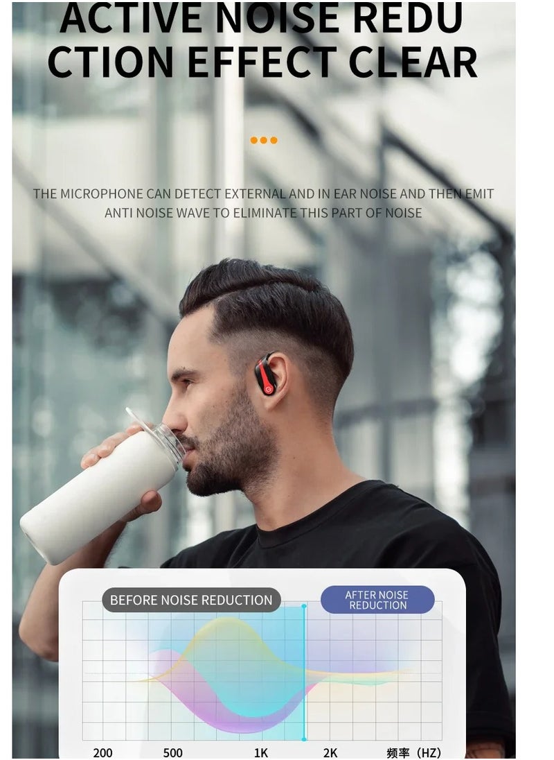 YYK-Q63 Wireless Bluetooth Headset, Large Battery, On-Ear Design, Noise Cancellation, Extra Long Battery Life, Sports Headset for Talking - Red  Black