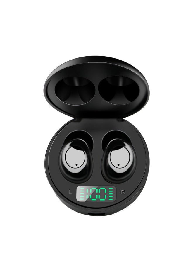 Touch Wireless Bluetooth Headset 5.0 Binaural Call LED Intelligent Digital Display Headset In-ear Smart Headset-Color:Black