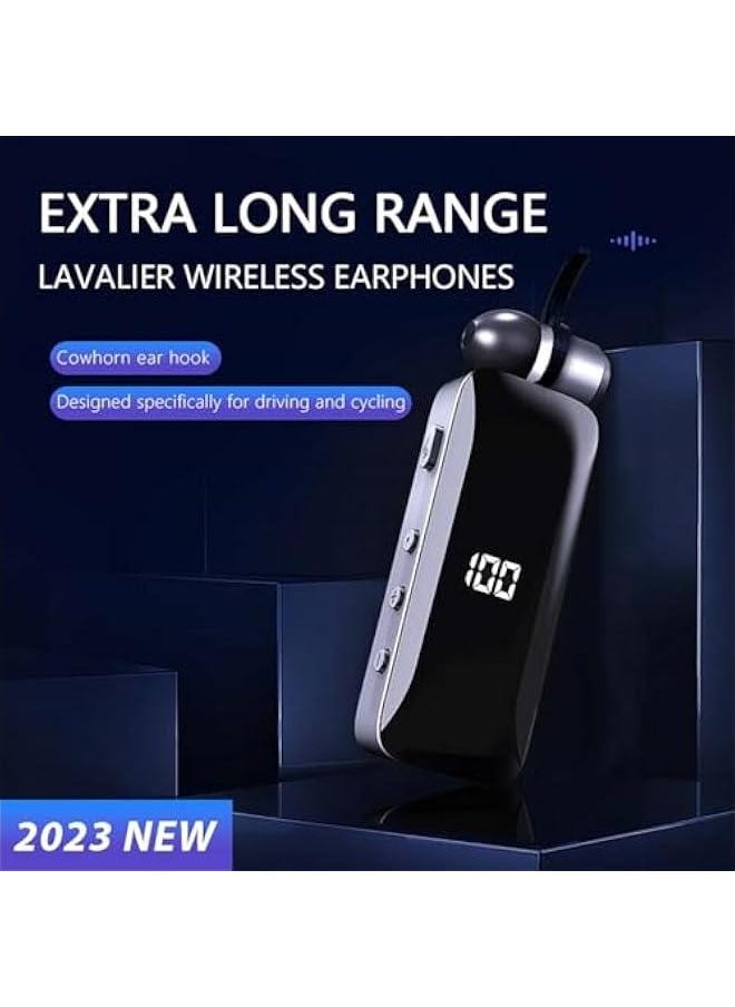 Retractable Single Earbud Lavaliere Bluetooth Earpiece Bluetooth Headset for Phone Call with Mic, Cell Phone Ear Piece Wireless Bluetooth Work Dirver Headphones for iPhone Android with Microphone