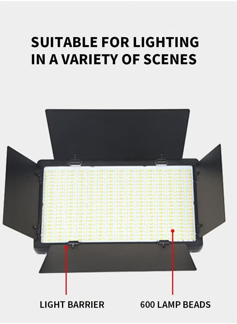 600 LED Video Light Kit – Rechargeable & Plug-Powered Camera Light, Adjustable 3200K-5600K, Ideal for Video Conference, Live Streaming, and Photography (LED Light)