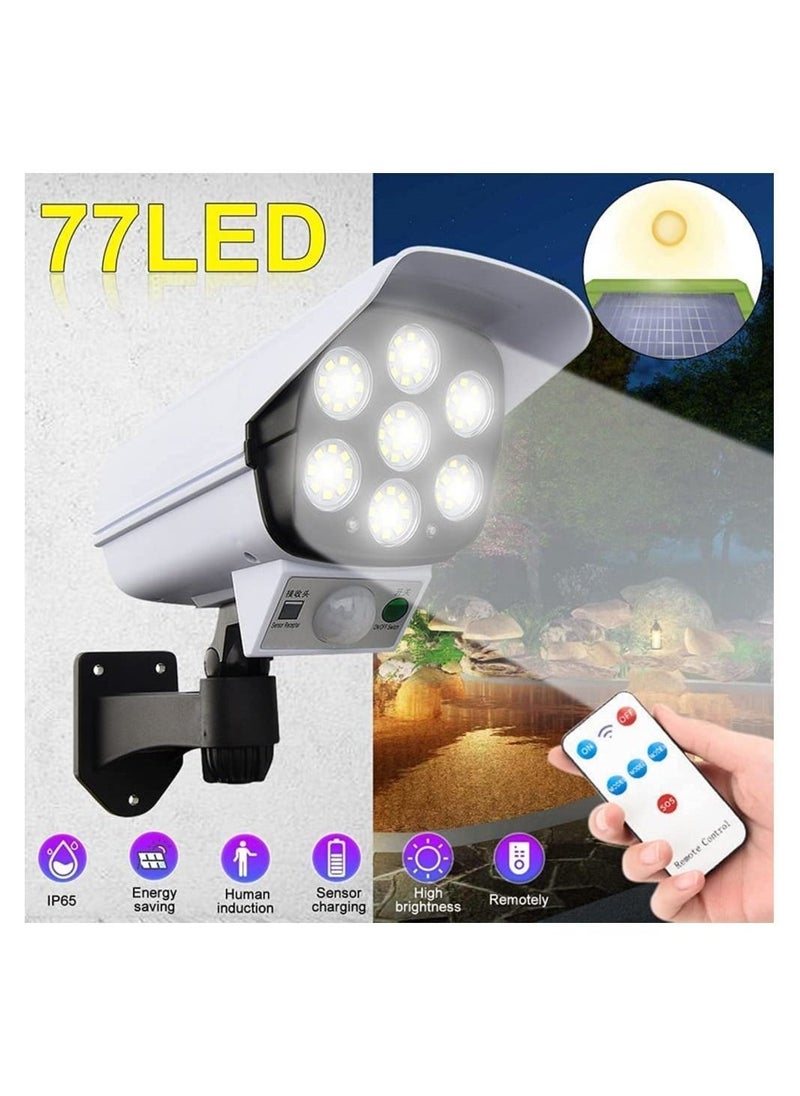 2 Pack Solar Wall-mounted Light with Remote Control,Auto Infrared Motion ​Sensor Light，Simulation Surveillance CCTV Light，Roatable Angle Adjustable