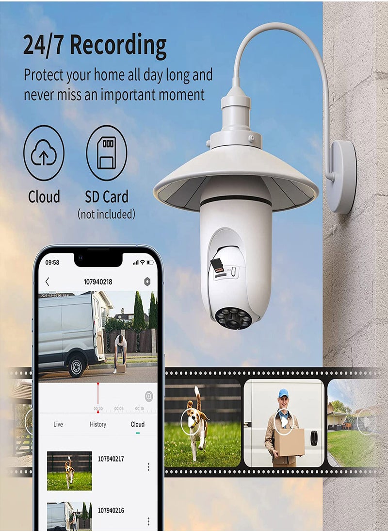 Light Bulb Camera, 360° Light Bulb Security Camera, 2.4GHz Smart Wireless WiFi 1080P HD Security Camera for Indoor Outdoor, with Motion Detection Alarm Night Vision, Two-Way Talk Motion Alarm