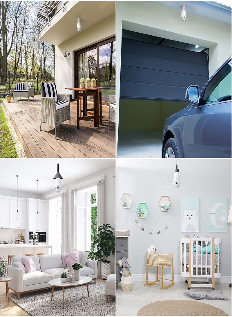 Light Bulb Camera, 360° Light Bulb Security Camera, 2.4GHz Smart Wireless WiFi 1080P HD Security Camera for Indoor Outdoor, with Motion Detection Alarm Night Vision, Two-Way Talk Motion Alarm
