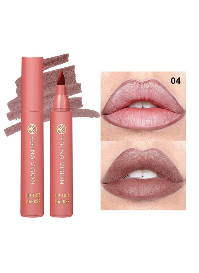 Lip Tint Marker, Lightweight Lip Stain, Liquid lipstick with Nude Matte Shades, Lip Liner and Stick 2-in-1, Long Wearing and Waterproof #01