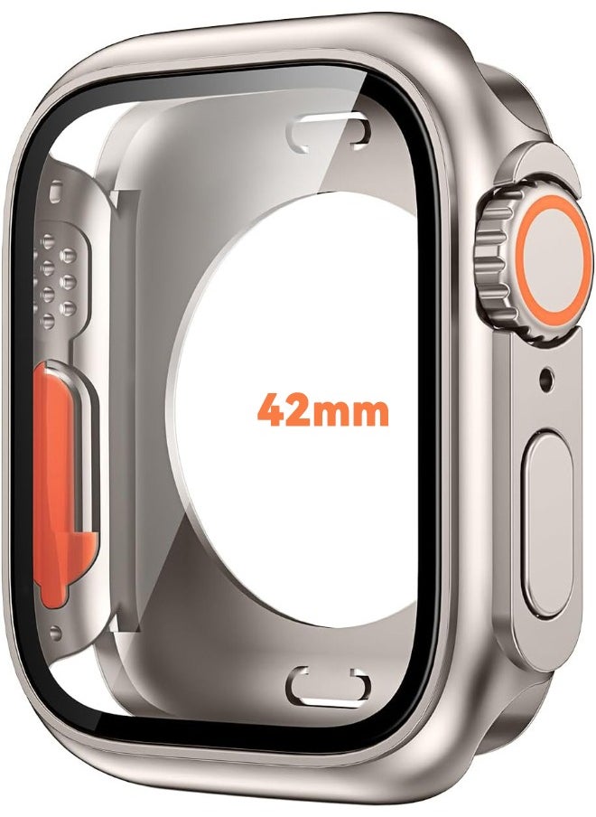 Compatible with Apple Watch Series 10 (2024) 42mm Hard Case with Tempered Glass Screen Protector, 【Looks Like iWatch Ultra】 Unique Design Hard PC Waterproof Case Cover, Bumper Full Coverage Accessor