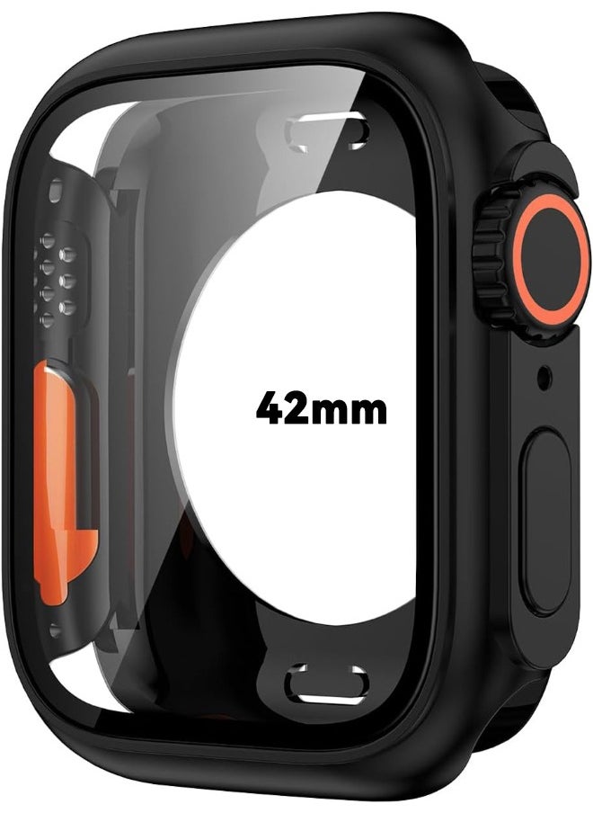 Compatible with Apple Watch Series 10 (2024) 42mm Hard Case with Tempered Glass Screen Protector, 【Looks Like iWatch Ultra】 Unique Design Hard PC Waterproof Case Cover, Bumper Full Coverage Accessor
