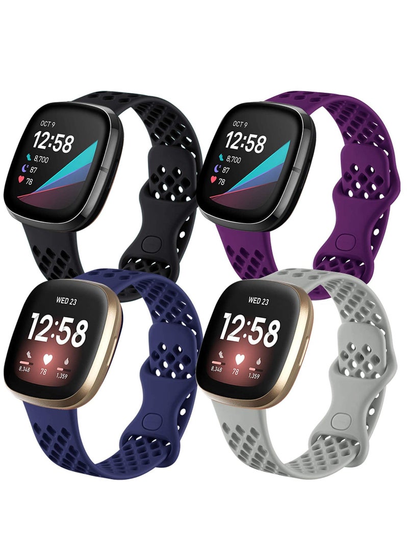 Elastic Strap Compatible with Fitbit Versa 3 for Fitbit Sense Strap,Adjustable Nylon Sports Straps for Women Men, Breathable（4Pcs）