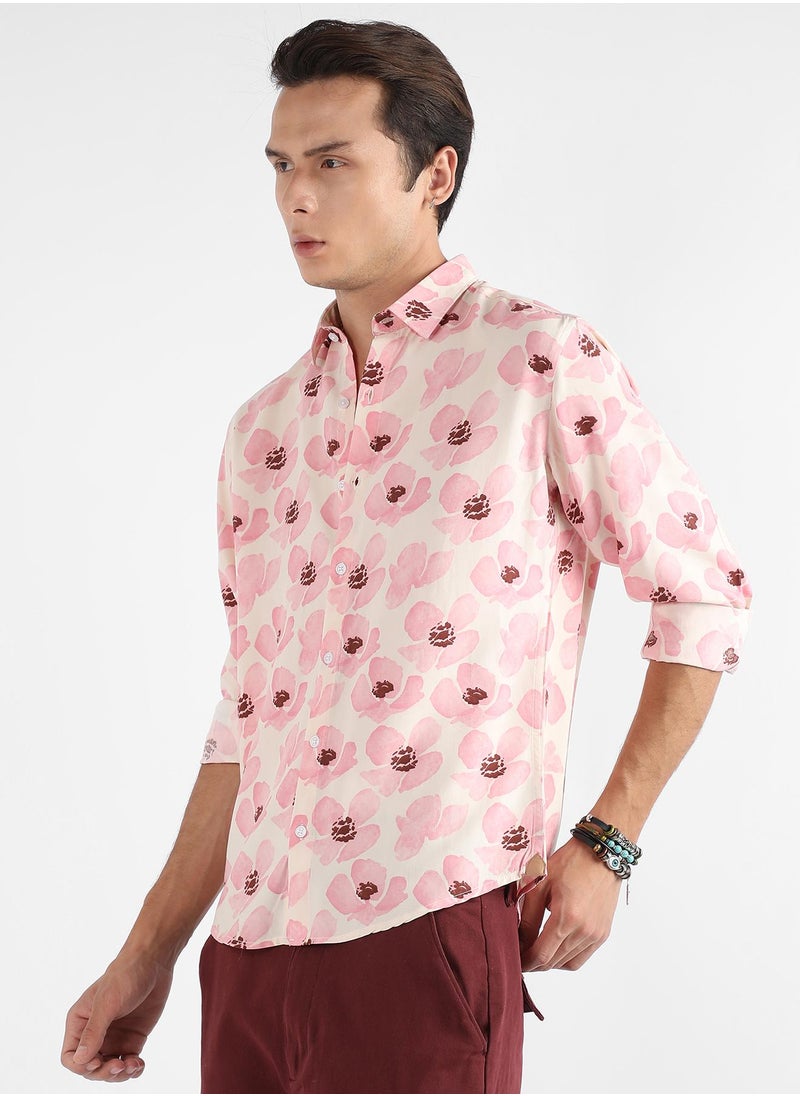 Men's Light Pink Flower Petals Shirt