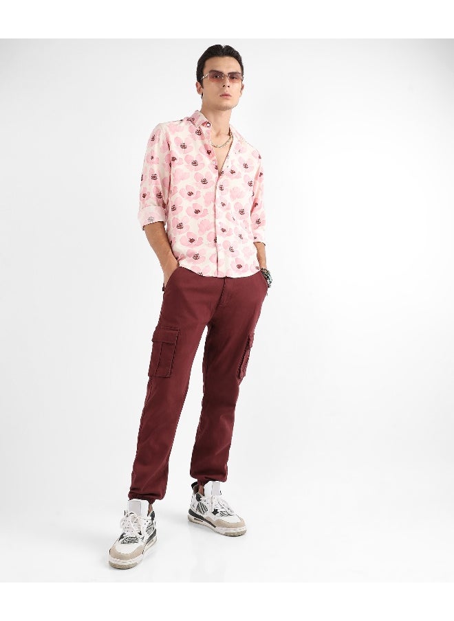 Men's Light Pink Flower Petals Shirt