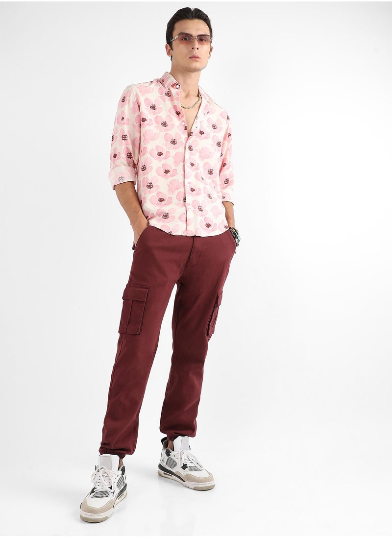 Men's Light Pink Flower Petals Shirt