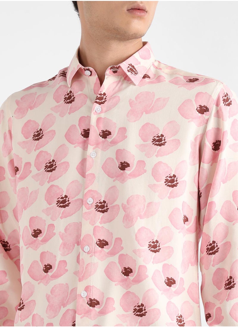 Men's Light Pink Flower Petals Shirt