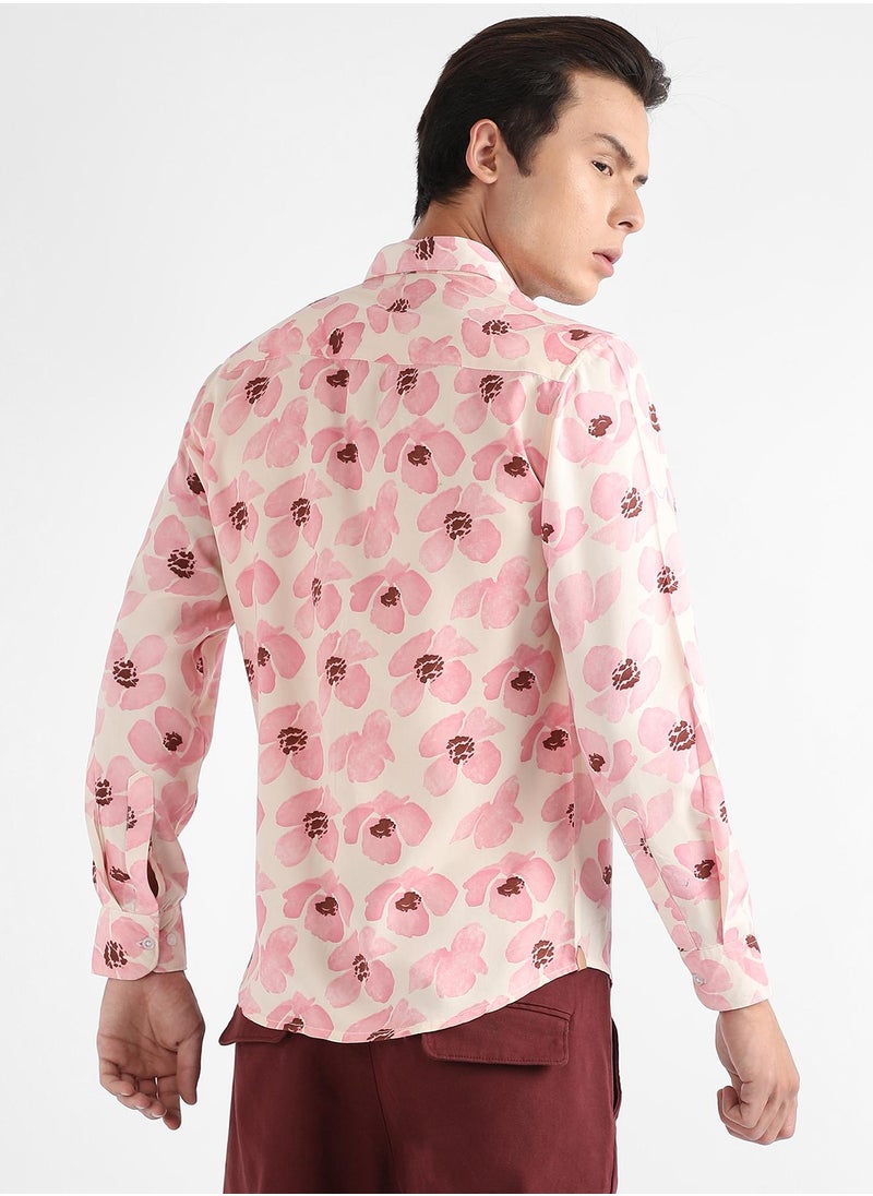 Men's Light Pink Flower Petals Shirt