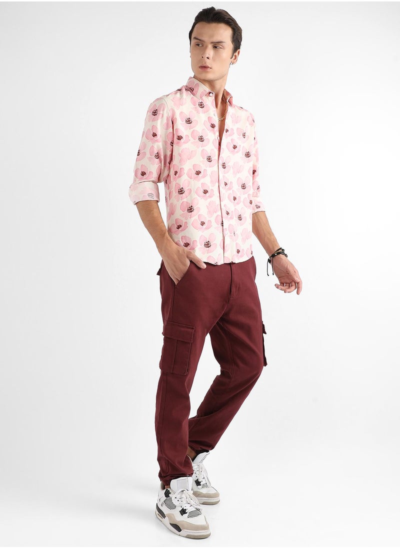 Men's Light Pink Flower Petals Shirt