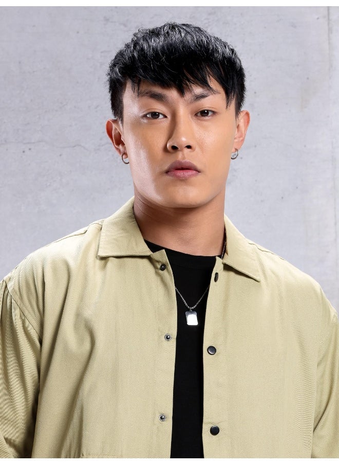Beige Utility Pockets Shirt for Men