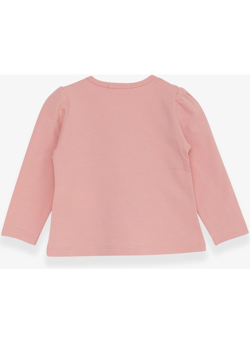Baby Girl Long Sleeve T-Shirt Kitten Printed 9 Months-3 Years, Salmon