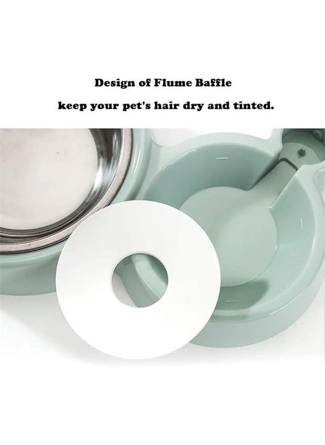 Automatic Double Pet Bowl Blue/White, Pets Water and Food Bowl Set with Detachable Stainless Steel Bowl, Automatic Water Dispenser Bottle No-Spill Pet Feeder for Cats Puppy and Small Dogs