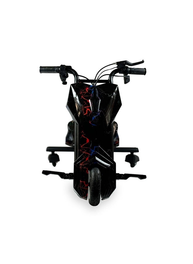 Electric Drift Trike for Kids – 36V Battery-Powered Ride-On 3-Wheel Drifting Bike – Black Lightning Edition