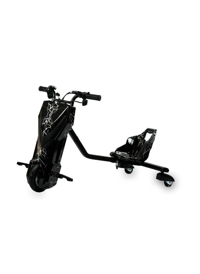Electric Drift Trike for Kids – 36V Rechargeable Battery Ride-On 3-Wheel Scooter with Black Lightning Design & 360° Drift Wheels
