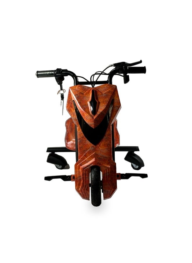 Electric Drift Trike for Kids – 36V Rechargeable Ride-On 3-Wheel Drifting Bike – Stylish Brown Camo Design