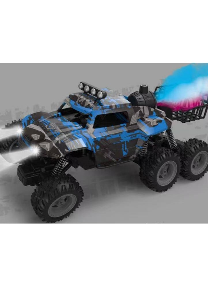 Powerful Big Climbing RC Car Rock Challenger 6WD (Blue), Rechargeable 2.4GHz Remote Control Car with Light Music and Spray function (Blue), New RC Car Truck Rock climber with  effect| Super Powerful