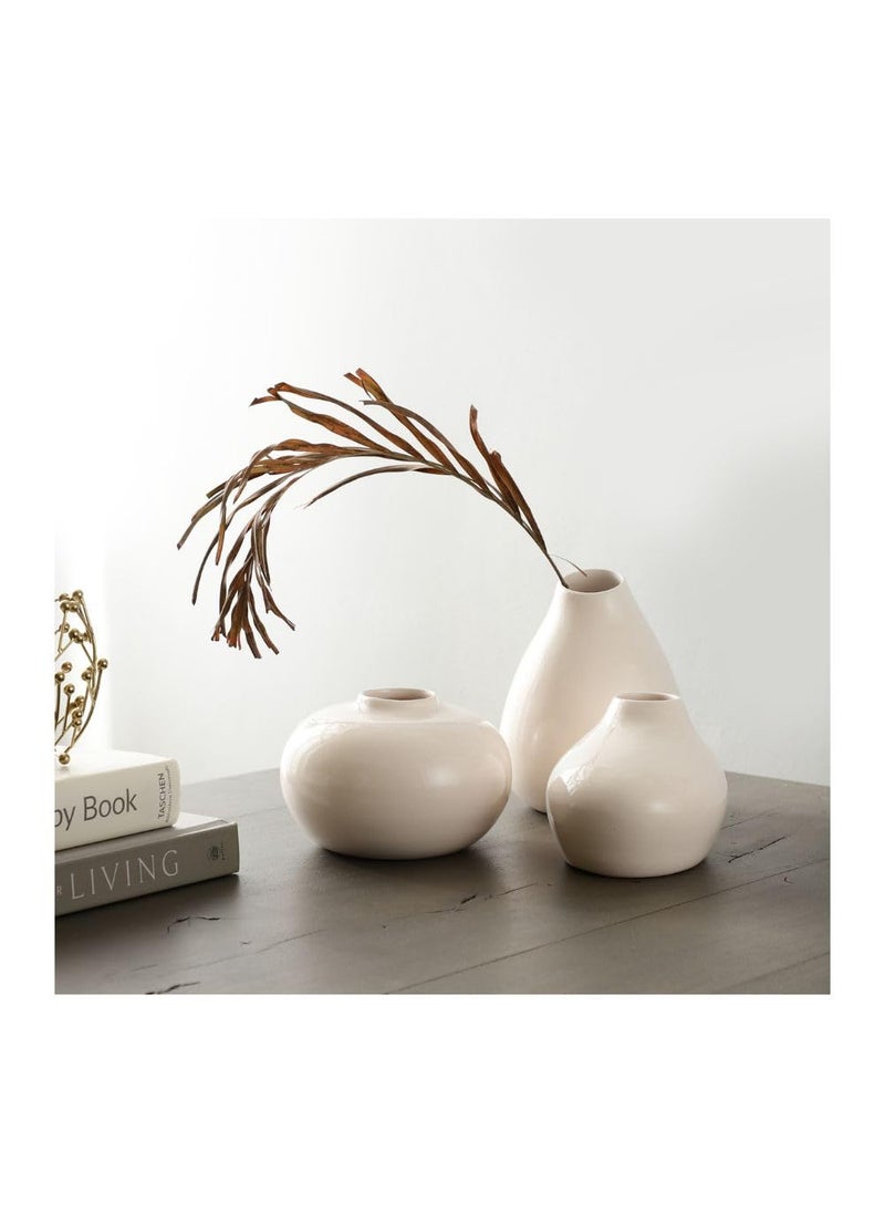 Decor de Maison Brings Varys Trio vase Set for Home Set of Vases Table Decor Lightweight Vase Decorative Ceramic Table Vase for BedroomKitchenOfficeDeskDinning Table6In4InBrown White