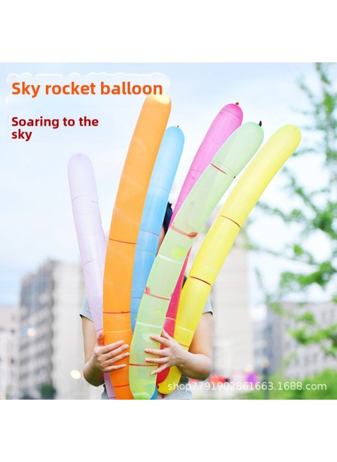 Thickened Non-toxic Rocket Strip Balloon Soaring Into The Sky Will Ring Will Fly The Square Children Baby Fart Balloon Wholesale-Color:Rotating Balloon 100 (color Random)