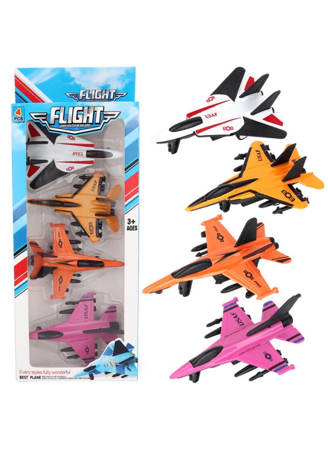 Kids Toy Plane Model Mini Alloy Plane Fighter Star Wars Finger Spaceship Model-Color:J04B Orange Simulation Back Force Small Fighter (price Is 1 Price)