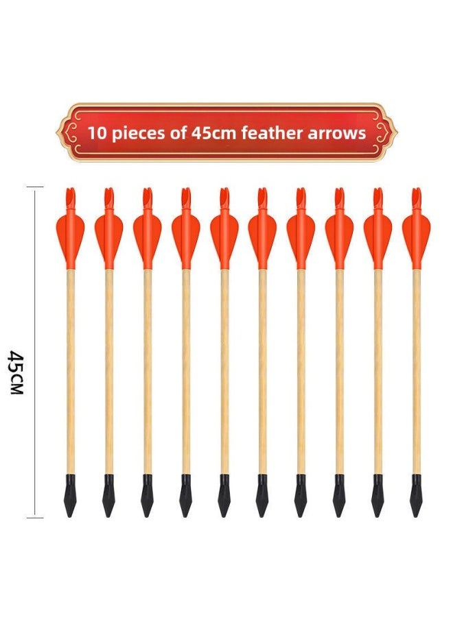 Pot-throwing Game Props Feather Arrow Kindergarten Adult Group Building Children's Ring Bow And Arrow Chinese Style Wooden Toy-Specification:Wooden Feather Arrows 45cm (5 Pieces)