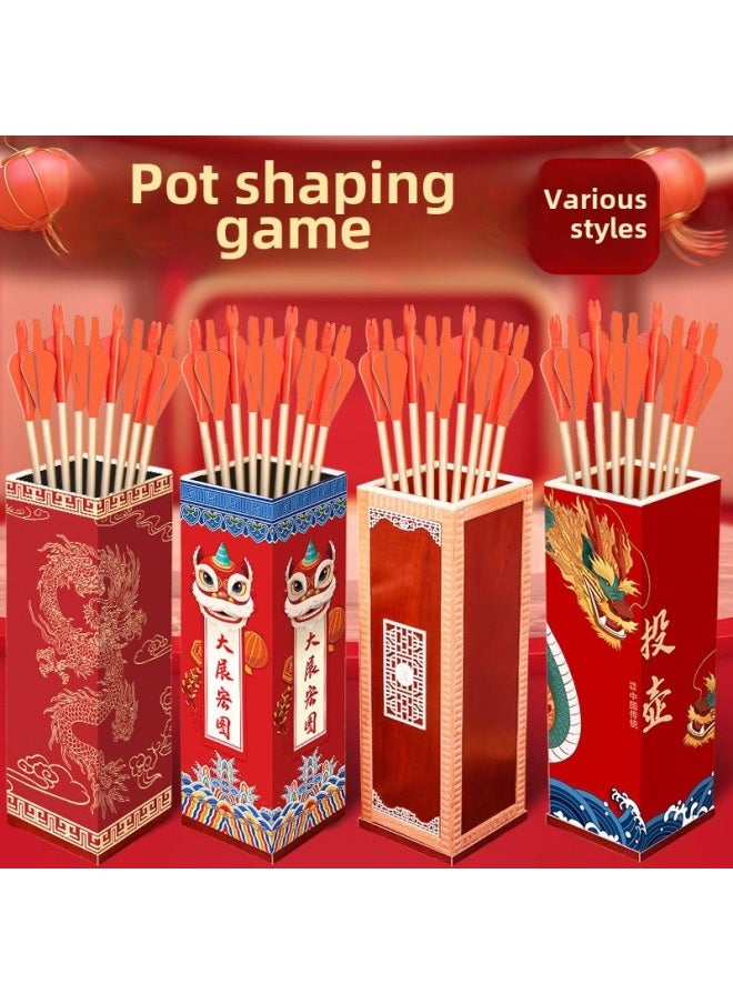 Pot-throwing Game Props Feather Arrow Kindergarten Adult Group Building Children's Ring Bow And Arrow Chinese Style Wooden Toy-Specification:Wooden Feather Arrows 45cm (5 Pieces)