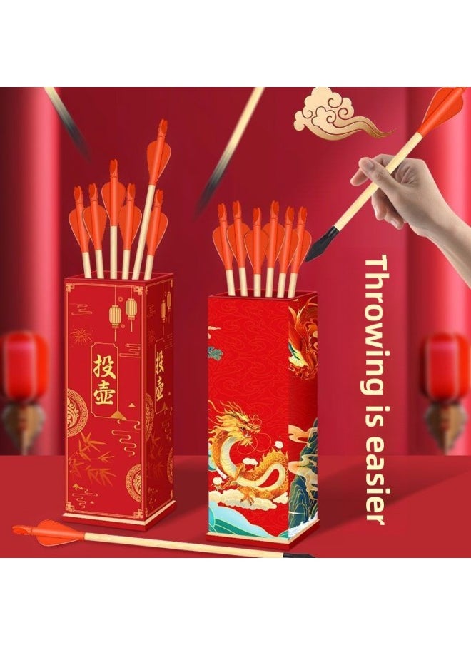 Pot-throwing Game Props Feather Arrow Kindergarten Adult Group Building Children's Ring Bow And Arrow Chinese Style Wooden Toy-Specification:Wooden Feather Arrows 45cm (5 Pieces)