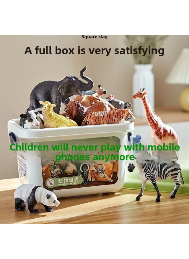 Simulation Leopard Zoo Model Toy Boy Tyrannosaurus Rex Large Birthday 3 Years Old 6 Years Old Supply Chain-Color:12 High-quality Animals - Free Storage Box Album