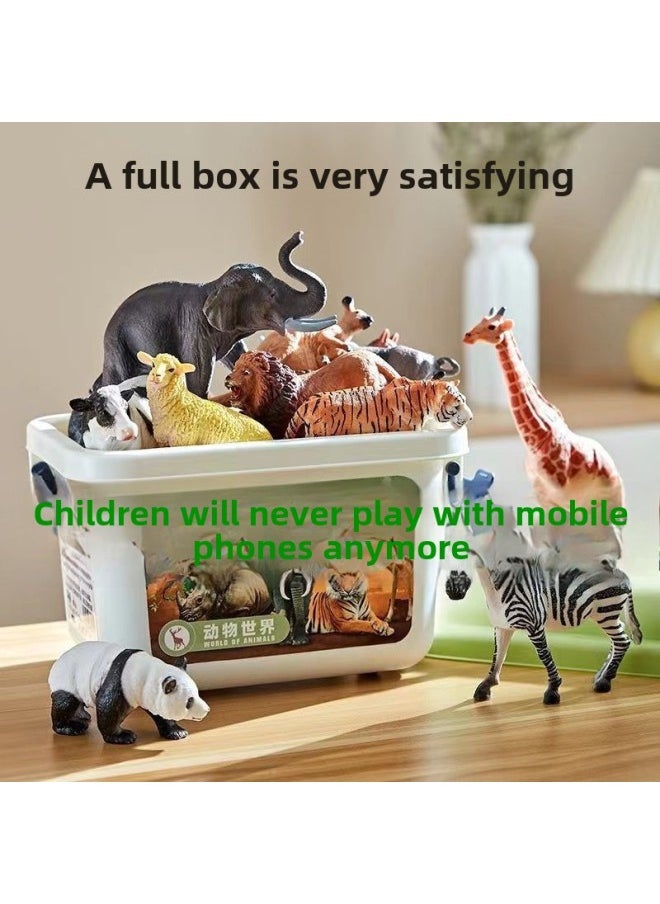Simulation Leopard Zoo Model Toy Boy Tyrannosaurus Rex Large Birthday 3 Years Old 6 Years Old Supply Chain-Color:12 High-quality Animals - Free Storage Box Album