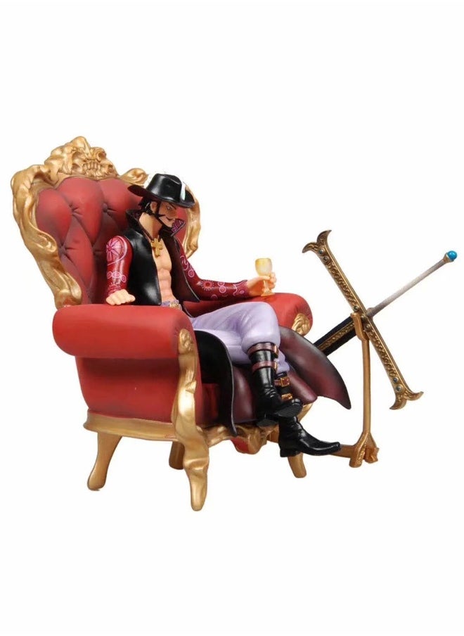One Piece Throne Hawkeye Mihawk Action Figure Decorative Resin Sculpture Home Decor Statue, Art Figurine Home Ornament Decoration for Office, Living Room, Bedroom, Book Shelf, TV Cabinet, Desktop