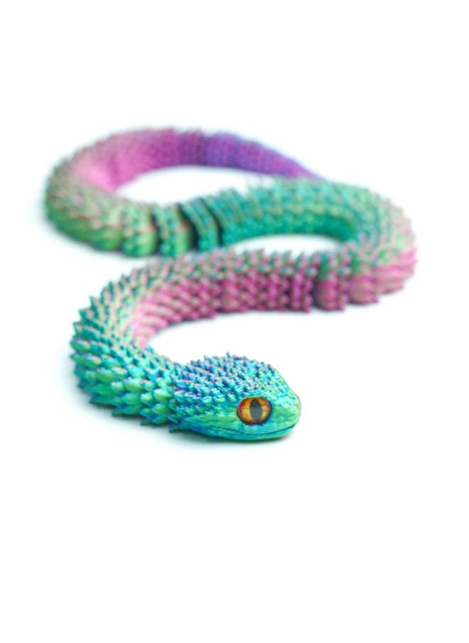 3D Printing Viper Luminous Rainbow Crafts Ornaments Gift Creative Hand-made Animal Joint Activity Model-Colour:Dazzling Color-60cm