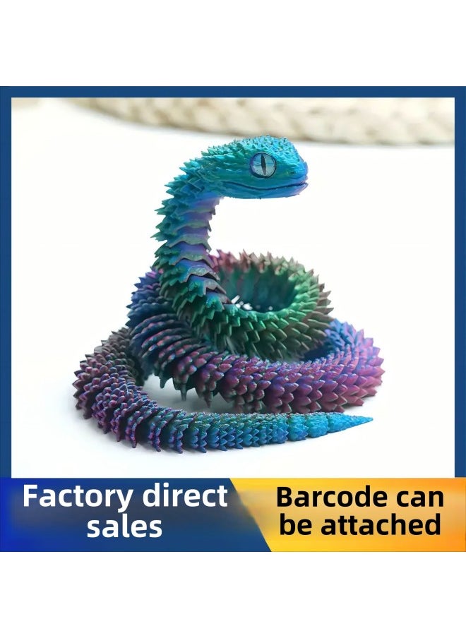 3D Printing Viper Luminous Rainbow Crafts Ornaments Gift Creative Hand-made Animal Joint Activity Model-Colour:Dazzling Color-60cm