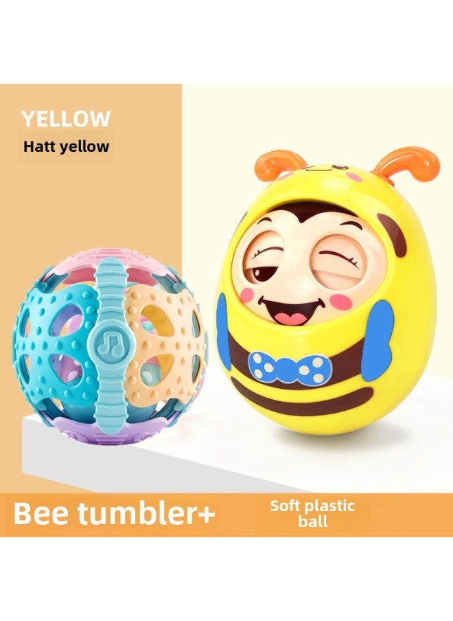 Tumbler Baby Toy Baby Large Puzzle Early Education 3-6-9 Months Children Over 0 Children 1 To 7-8 Years Old-Color:Yellow Bee Tumbler + Soft Ball