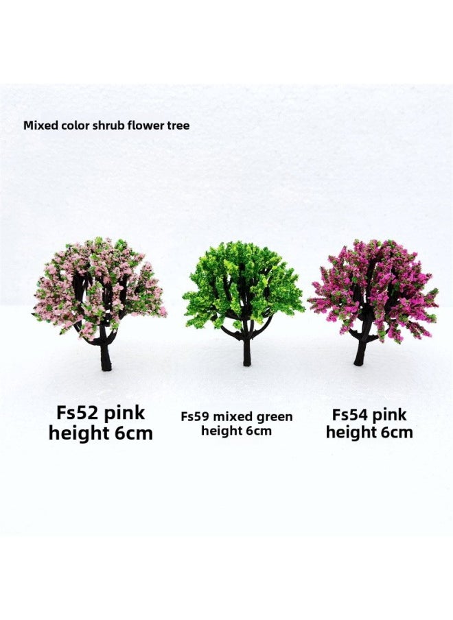 Mixed Color Shrub Flower Tree Series Train Model Scene Layout Building Model Garden Micro Landscape DIY Small Tree-Color:Yellow-green Mixed Color FS57b 5cm