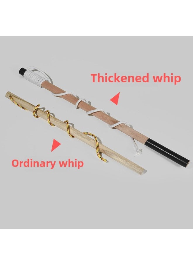 Super-moving Solid Wood Gyro Whip Rope Sports Fitness Ice Monkey Cow Wooden Cow Wooden Toys Wholesale-Color:10cm Gyro 50cm Pole Thick Whip