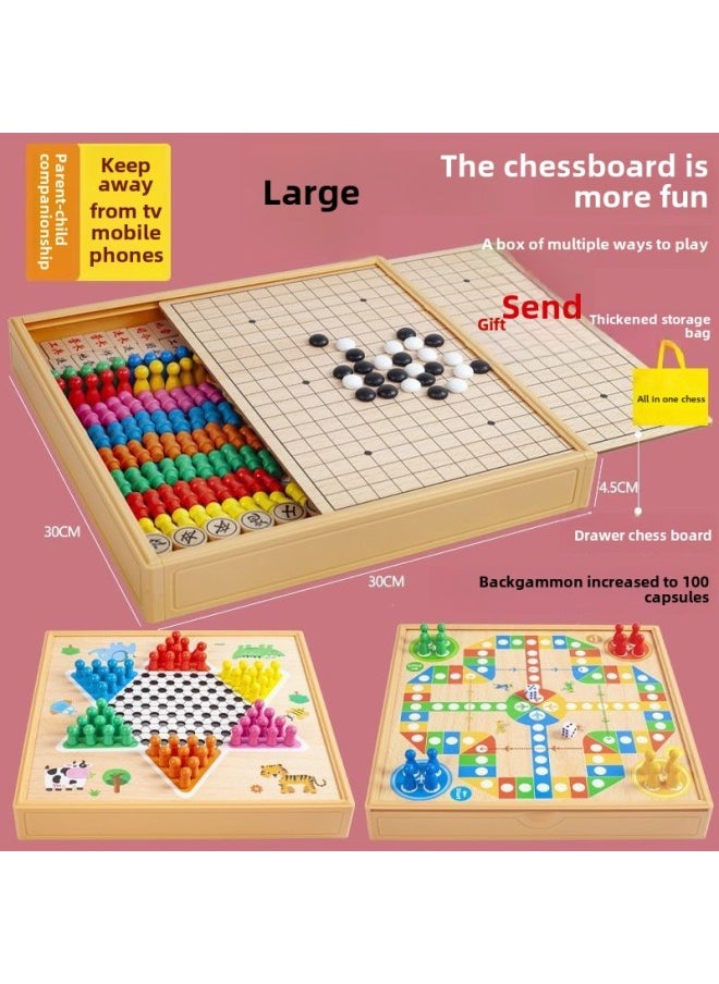 Checkers Flight Chess Gobang Multifunction Chess Adventure Chess Colosseum Chess Daquan Children's Toys-Colour:Eight-in-one  Jumping Five Flying Calendar Fighting Snake Cat Elephant