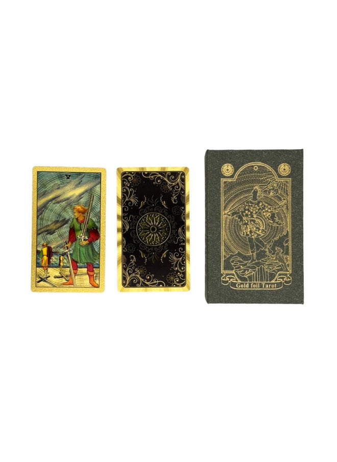 Waite Gold Foil Tarot Caro Card Tarot Color Printing Tarot Card PVC Waterproof Tarot Card Table Game Tablecloth-Color:Sun And Moon Rose Gold-Specification:English Manual