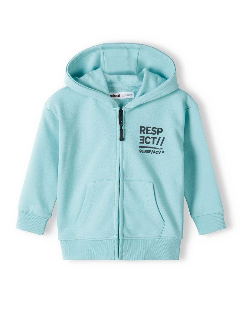 Boys' Zip-Up Hoodie with Front Print and Kangaroo Pockets