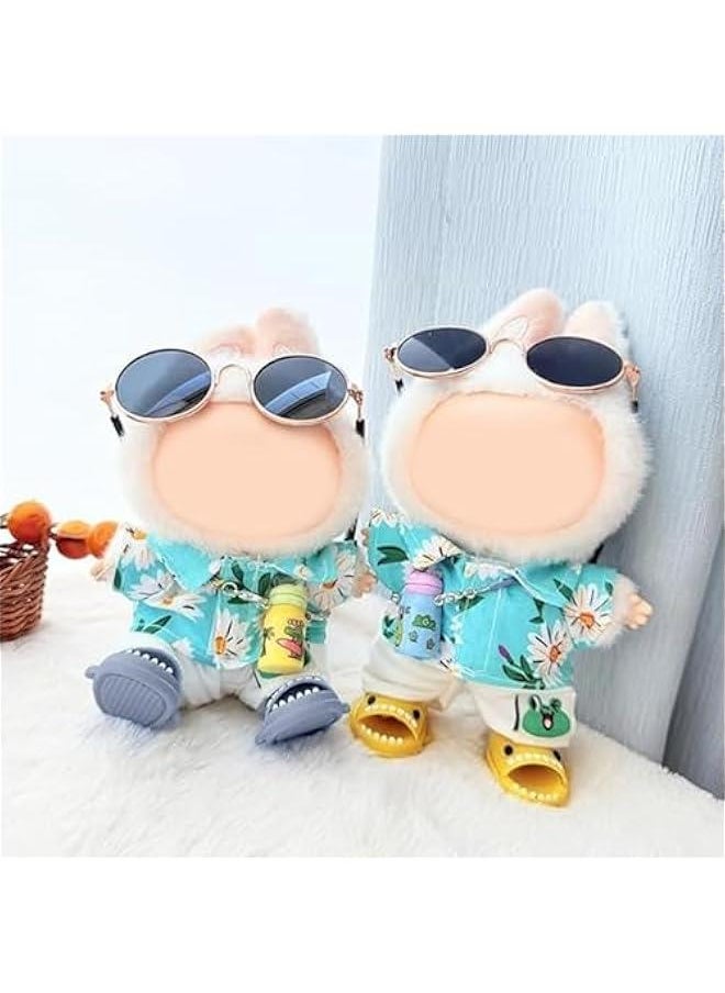 Handmade 3-Piece Crochet Beach Outfit for 17cm Labubu – Stylish Summer Clothes Set with Accessories for Collectible Dolls (TypeB3,4PCS)