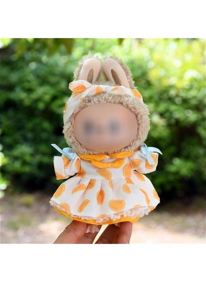17cm Doll Clothes Suitable for 17cm labubu Dolls Accessories 1yellow Dress+1hairbin No Doll