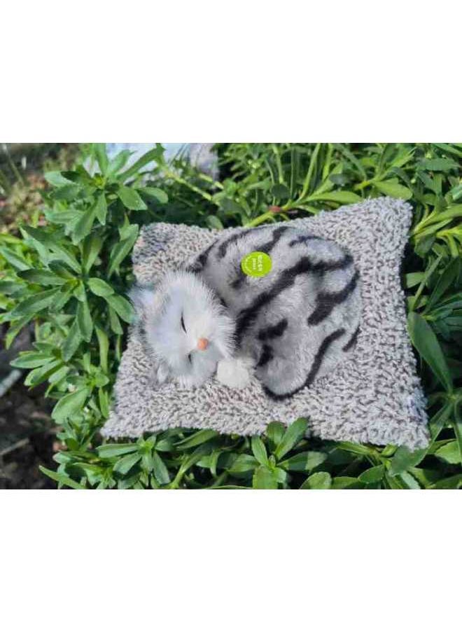 Simulation Puppies Cute Sleeping Cats And Dogs Send Friends To Scenic Spots Ornaments Toys Stalls Small Gifts-Color:Little Green Smokie Delivers Grey Velvet Pad (Not Called)