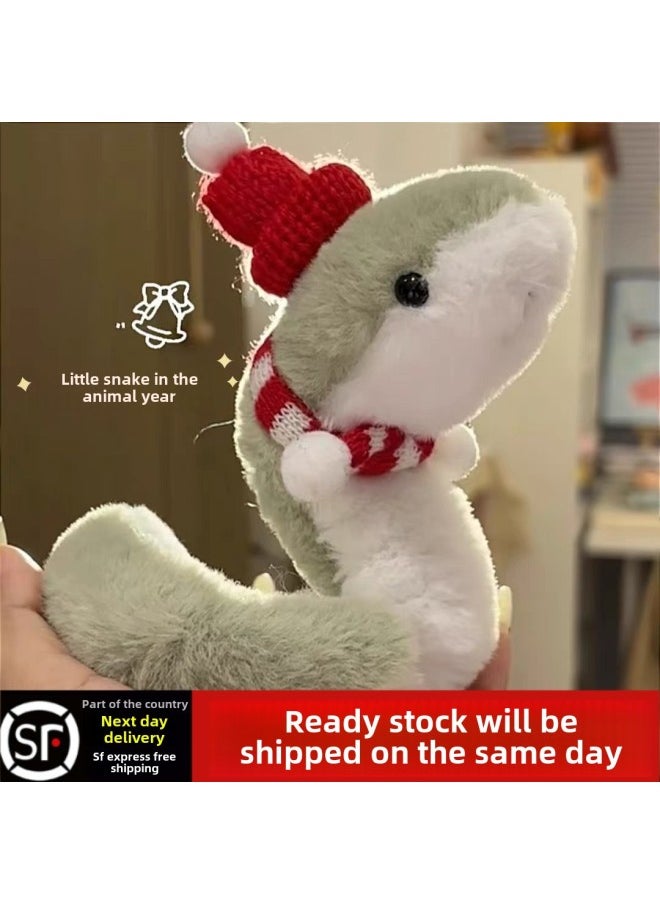 Plush Small Snake Doll Can Be Winding And Bending Shape 2025 Small Green Snake Mascot Doll Zodiac Toy Ornaments-Specifications:Long Year Of The Snake Snake-Color: 1 Pack