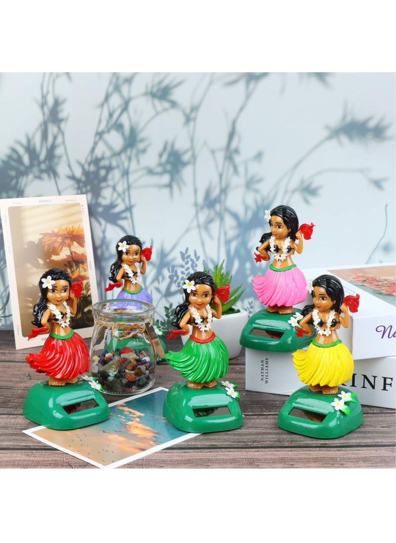 SYOSI Solar Powered Hawaiian Hula Girl Car Ornaments Solar Dancing Toy Dashboard Solar Powered Toys Car Dashboard Solar Powered Toys Hula Girl Shaking Head Figure Statue for Car Interior Decoration