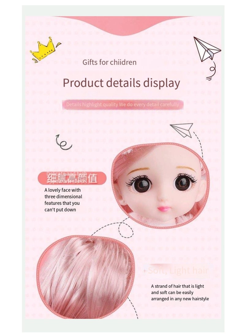 17 cm small doll princess gift box set children's girl clothes changeable dress-up Fashion Dolls Collection Set, 5 Pieces with Different Outfits, Pink Gift Box Girl gift (mew)