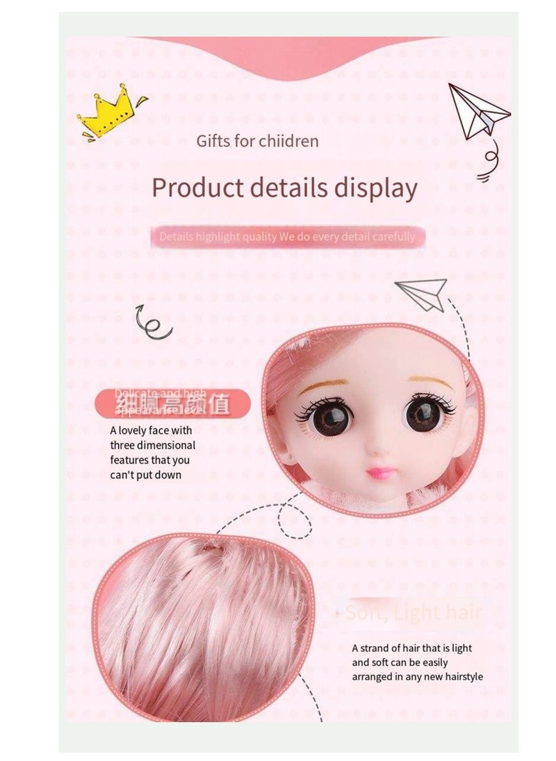 17 cm small doll princess gift box set children's girl clothes changeable dress-up Fashion Dolls Collection Set, 5 Pieces with Different Outfits, Pink Gift Box Girl gift (sweet)